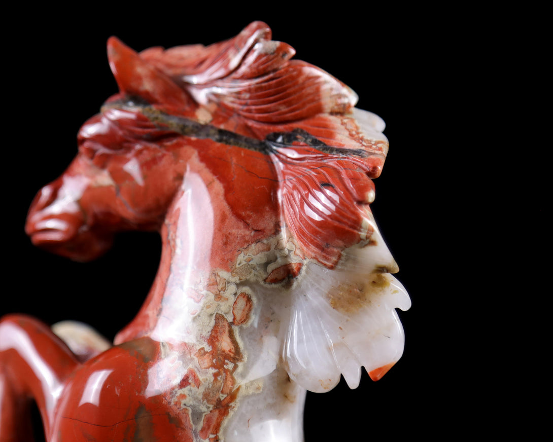 7.9" Red Jasper Hand Carved Crystal Horse Sculpture crysvibe