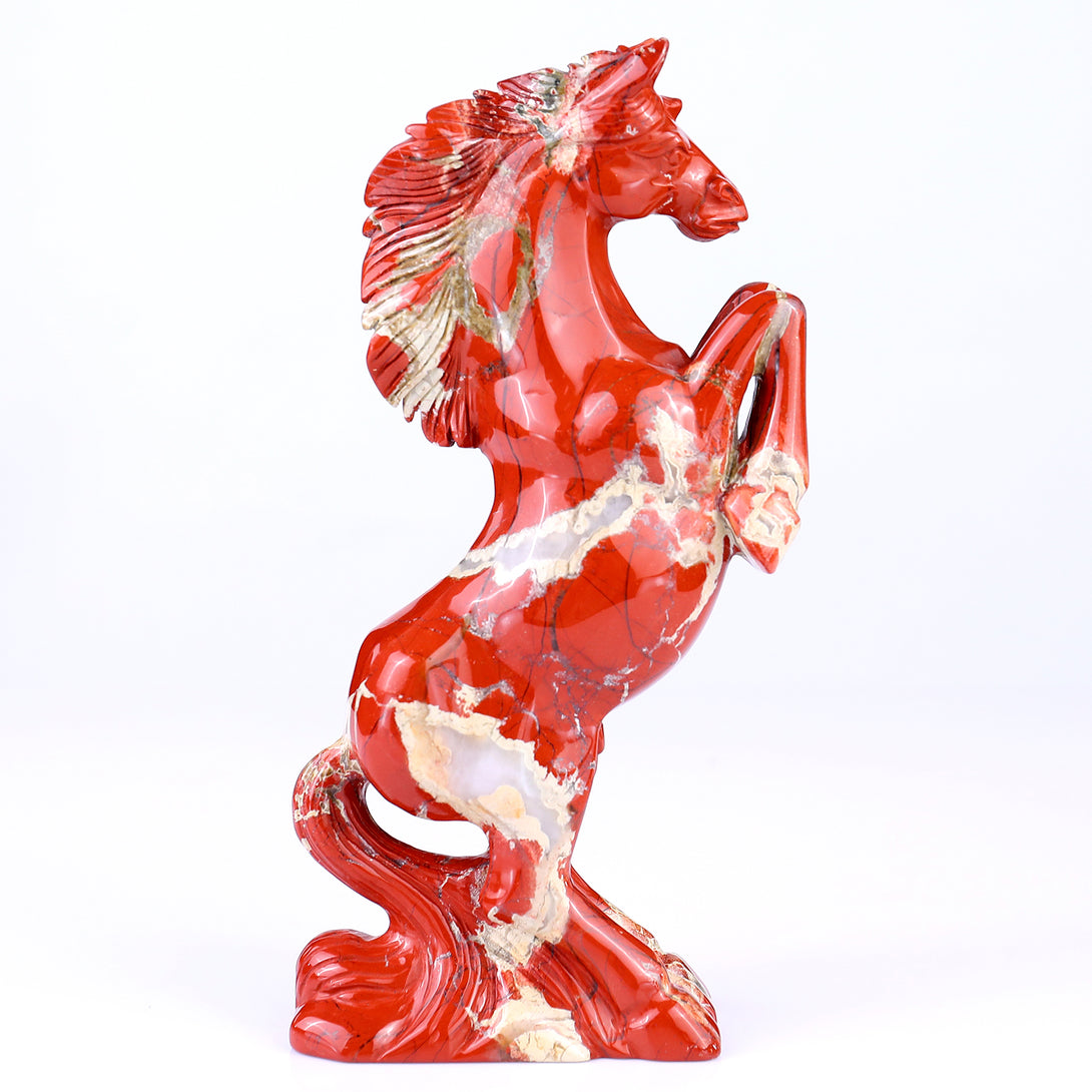 7.9" Red Jasper Hand Carved Crystal Horse Sculpture crysvibe