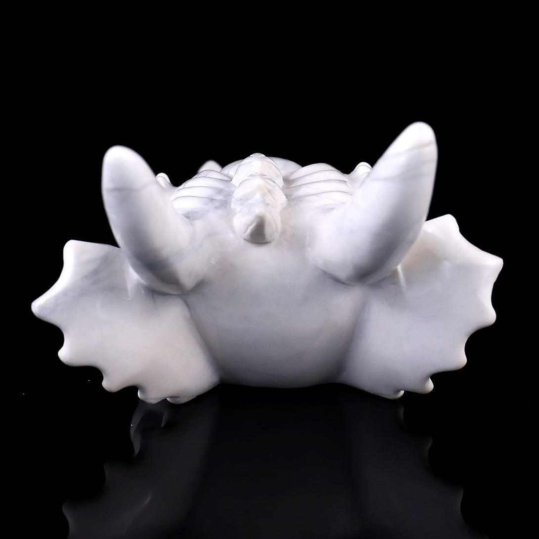 7.9" White Jade Hand Carved Crystal Dragon Skull Sculpture crysvibe