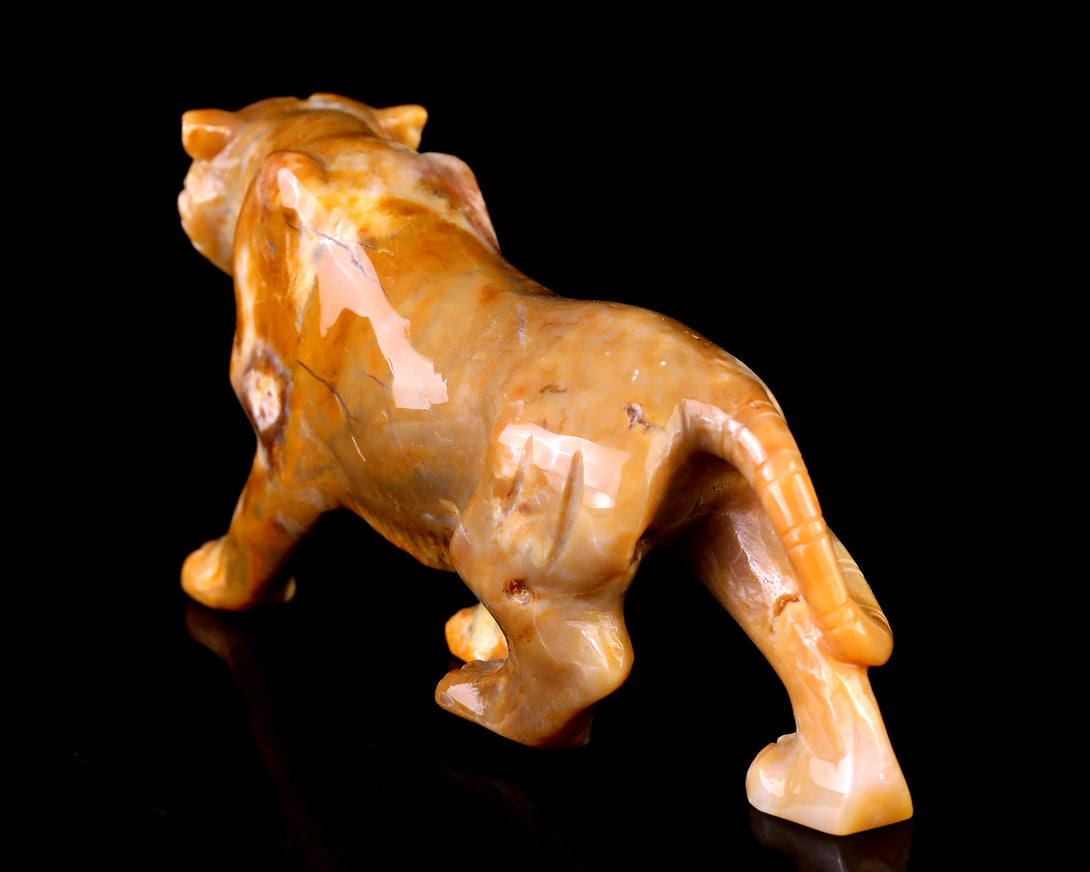 8.1" Chalcedony Hand Carved Crystal Tiger Sculpture crysvibe