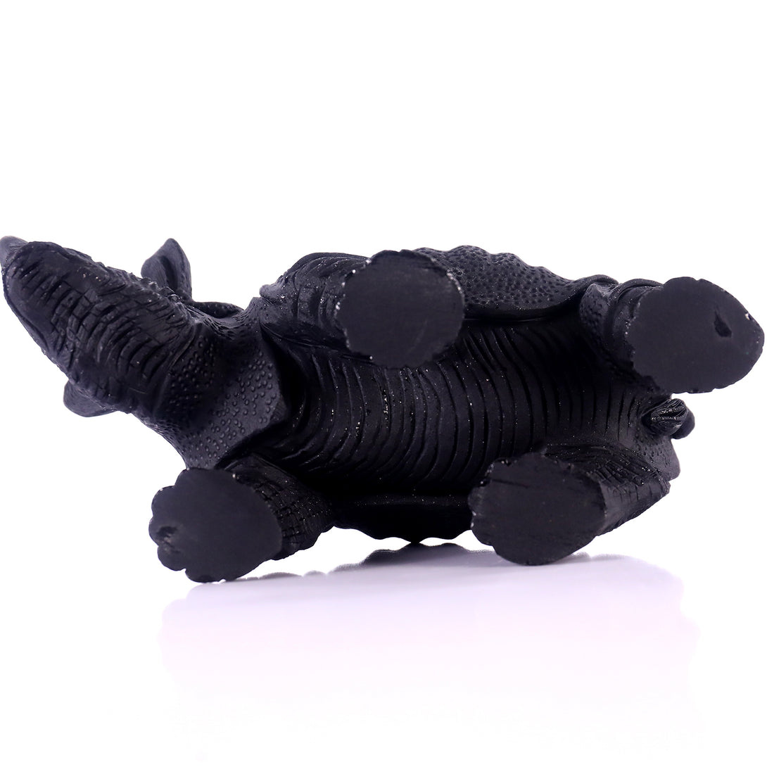 8.3" Black Obsidian Hand Carved Crystal Rhinoceros Sculpture crysvibe