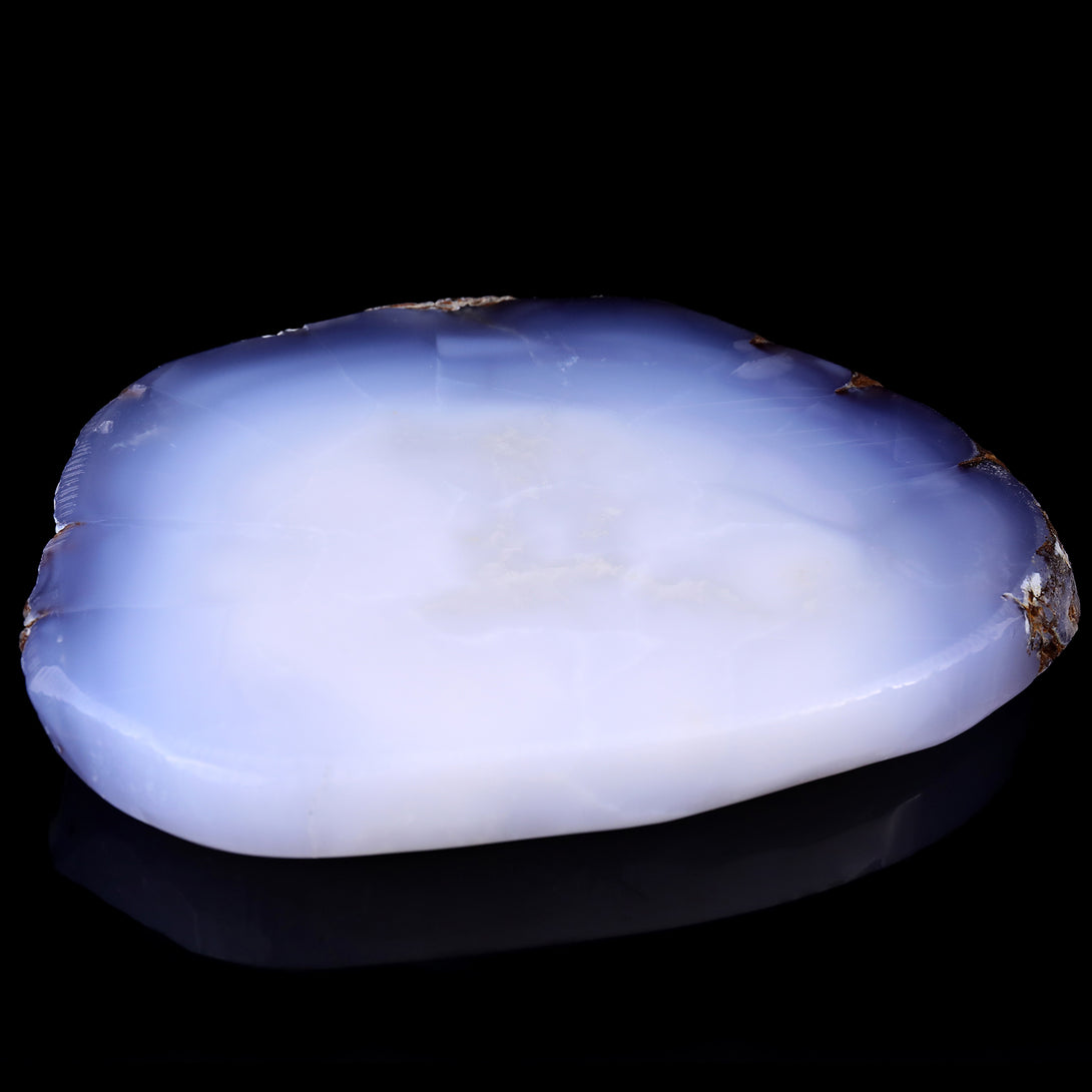 8.3" Blue Chalcedony Hand Carved Crystal Ashtray Fruit Tray crysvibe