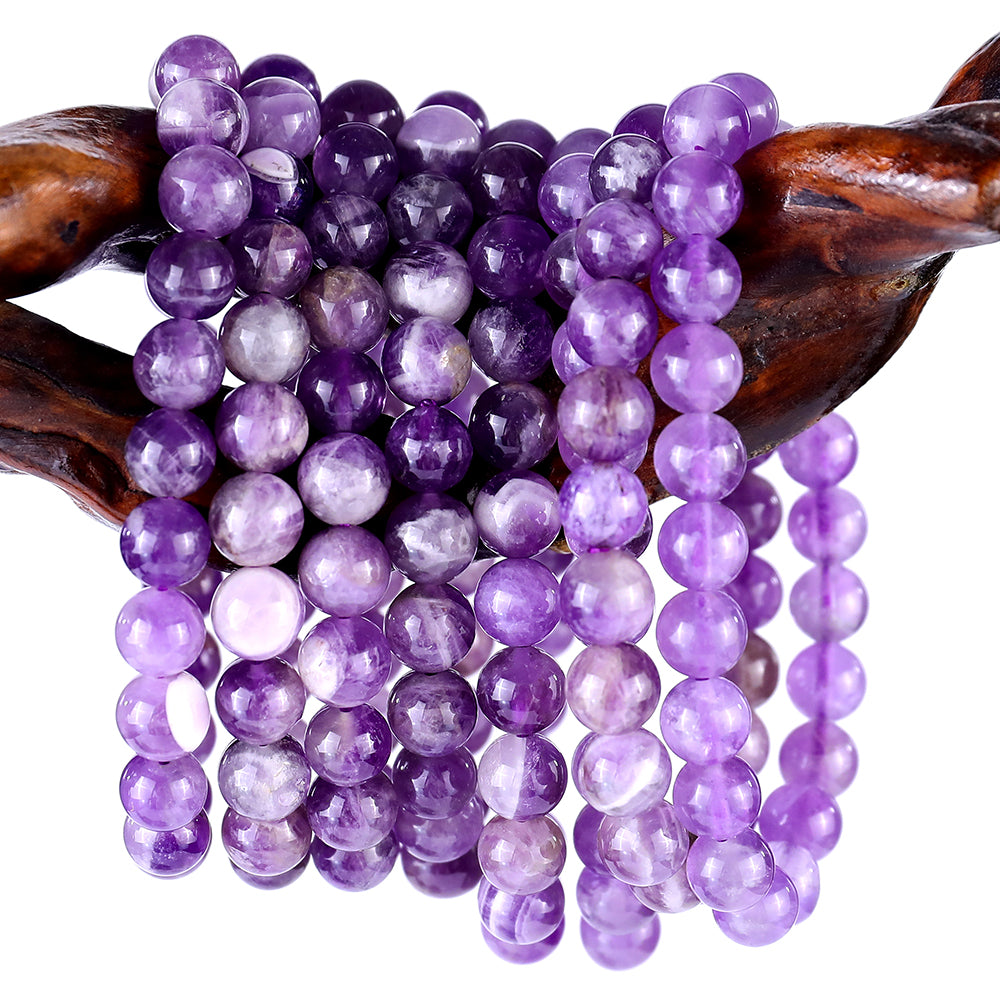 8mm Dream Amethyst Hand Carved Crystal Bracelet crysvibe