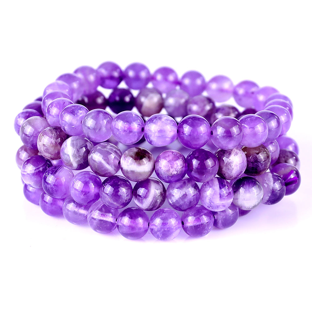 8mm Dream Amethyst Hand Carved Crystal Bracelet crysvibe