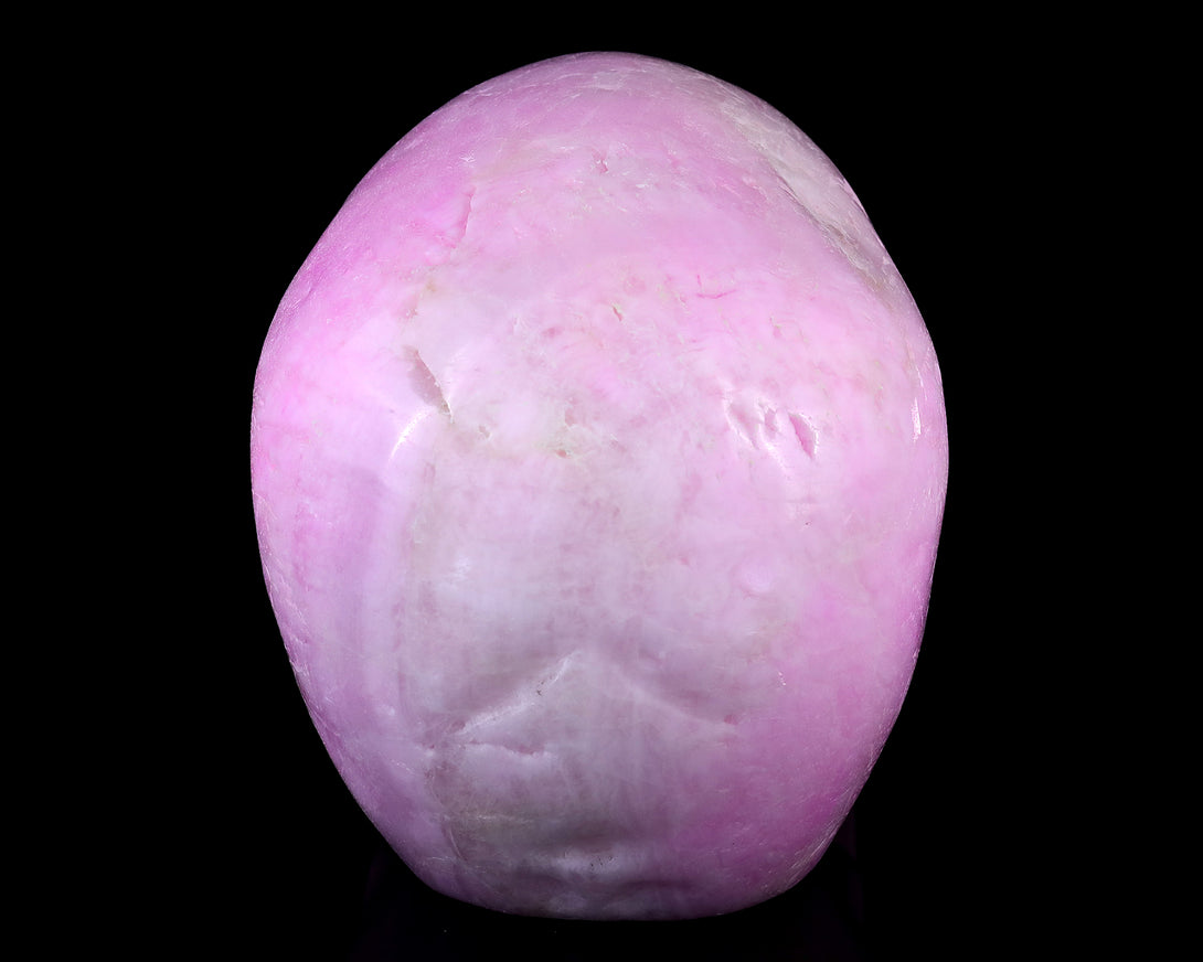 9.4" Pink Aragonite Hand Carved Crystal Realistic Skull Sculpture crysvibe