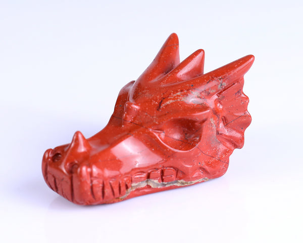 2.5" Red Jasper Hand Carved Crystal Dragon Skull Sculpture