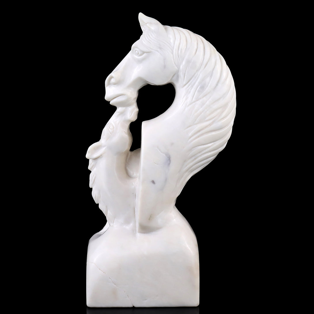 Amazing 10.2" White Jade Hand Carved Crystal Horse Sculpture crysvibe