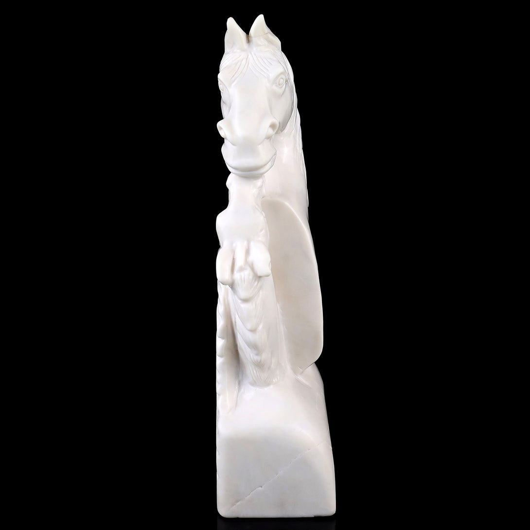 Amazing 10.2" White Jade Hand Carved Crystal Horse Sculpture crysvibe