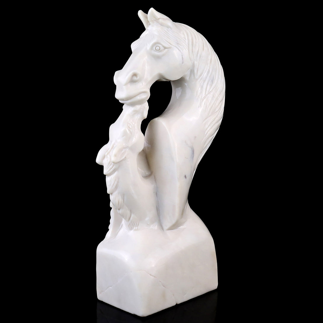 Amazing 10.2" White Jade Hand Carved Crystal Horse Sculpture crysvibe