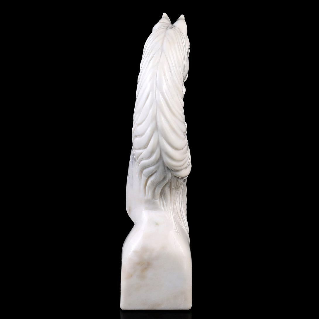 Amazing 10.2" White Jade Hand Carved Crystal Horse Sculpture crysvibe