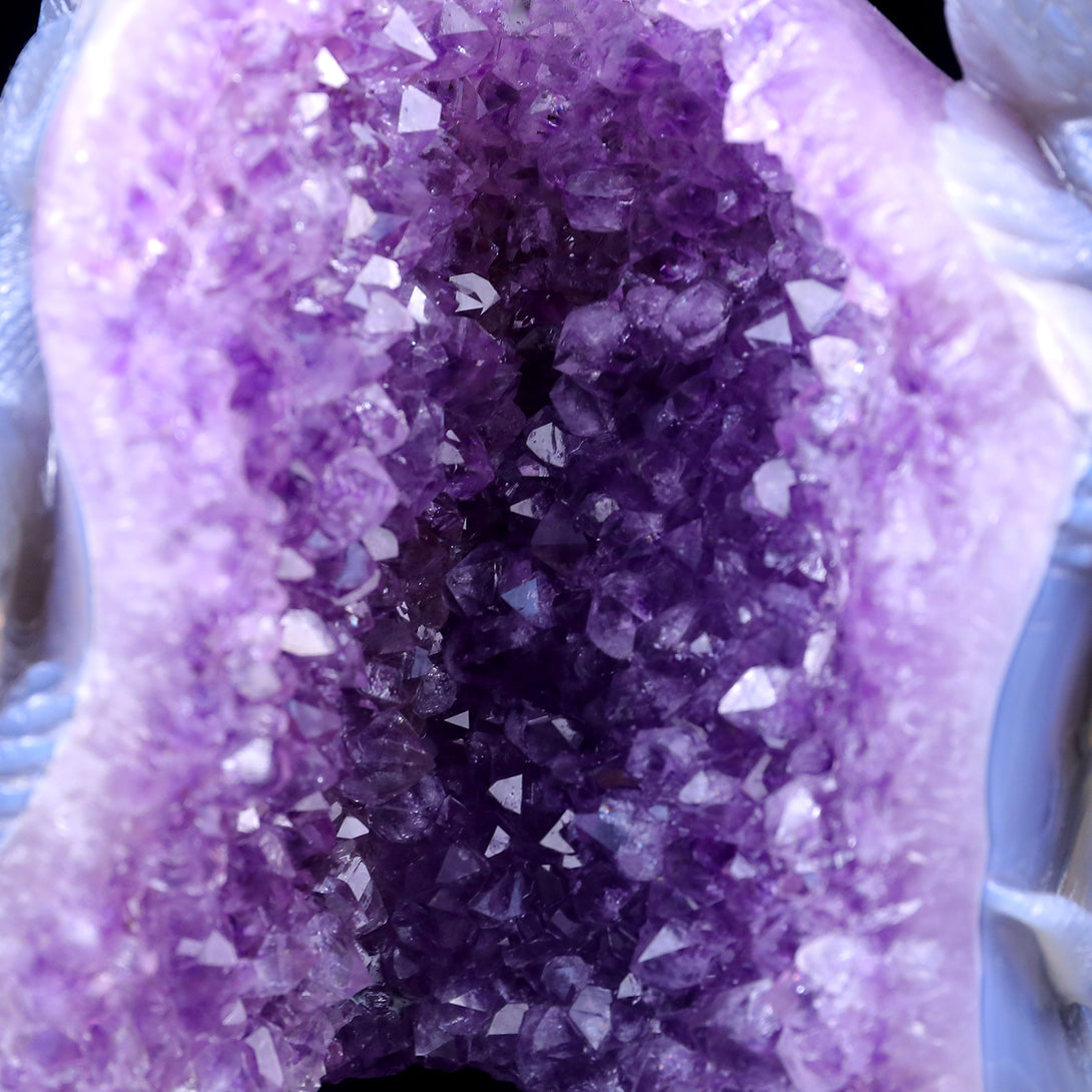 Amazing 5.1" Amethyst Geode Agate Hand Carved Crystal Lizard Sculpture crysvibe