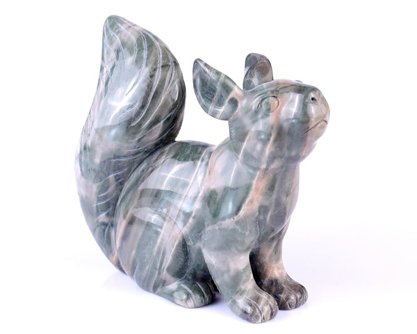 Amazing 5.1" Jiulong Jade Hand Carved Crystal Squirrel Sculpture crysvibe