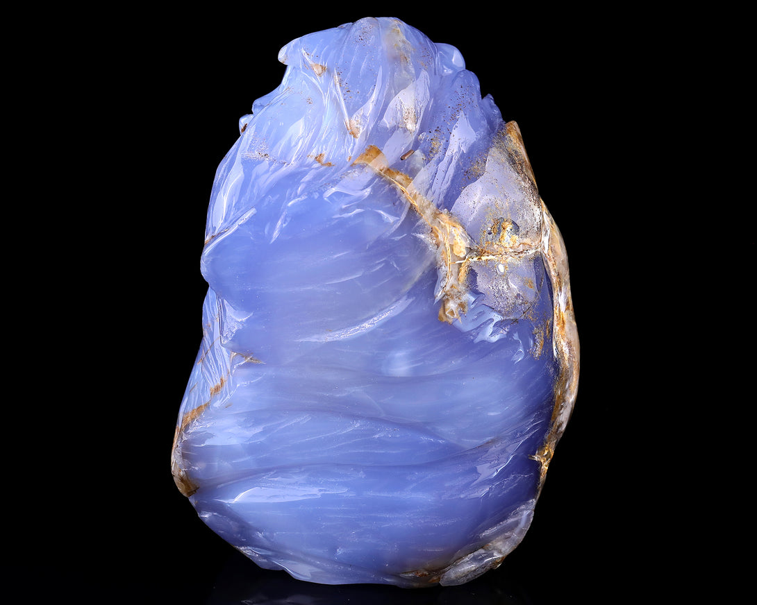 Amazing 6.7" Blue Chalcedony Hand Carved Crystal Lion Head Sculpture crysvibe