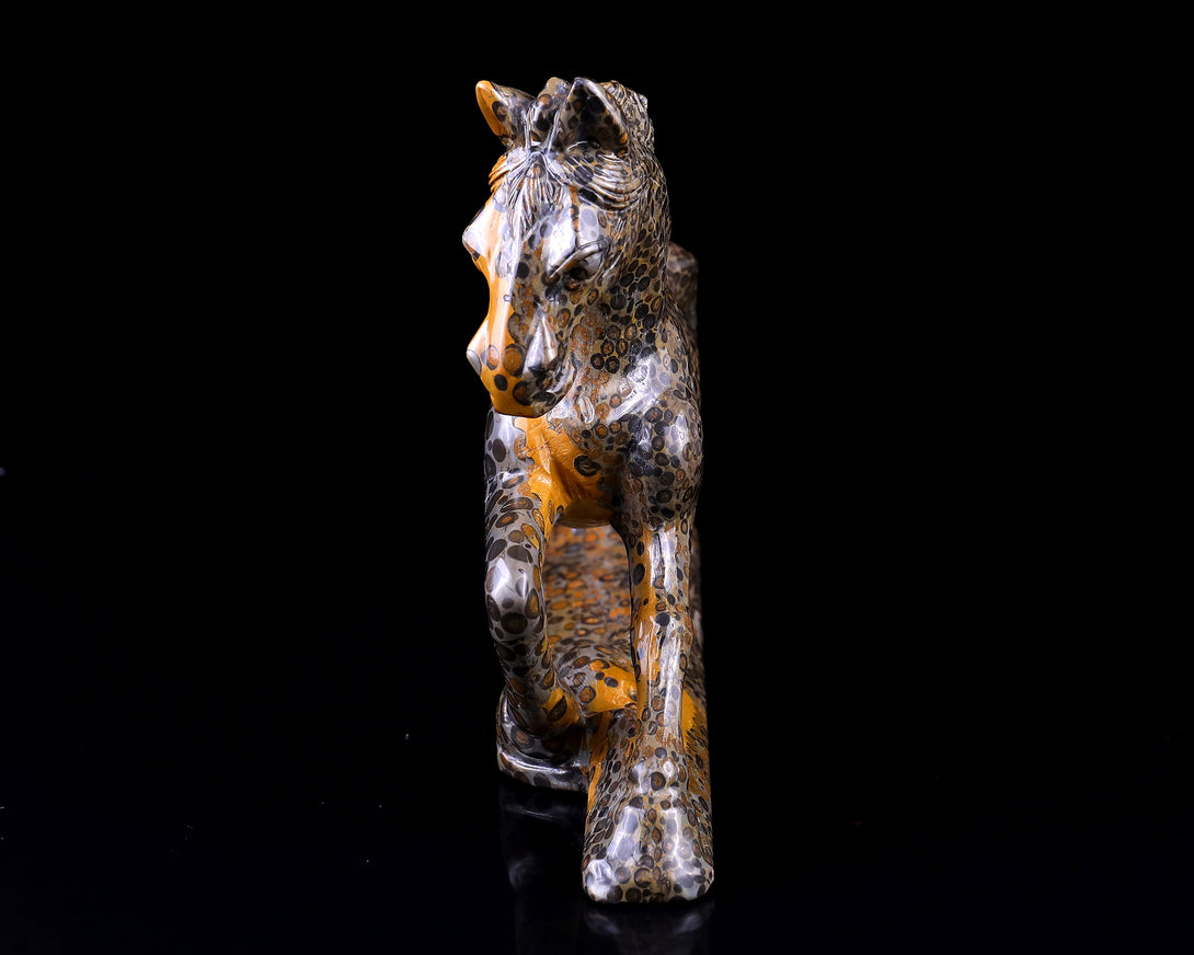 Amazing 7.6" Leopard Skin Jasper Hand Carved Crystal Leopard Sculpture crysvibe