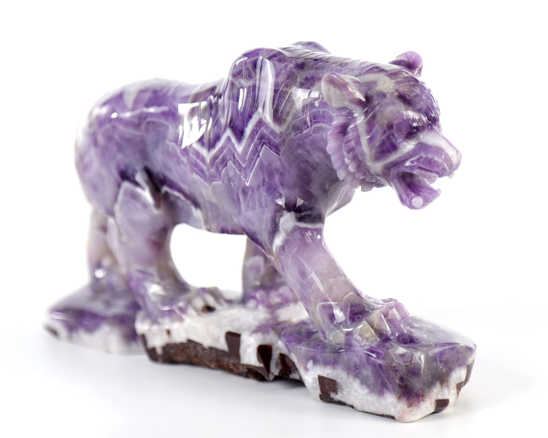 Amazing 8.9" Dream Amethyst Hand Carved Crystal Tiger Sculpture crysvibe