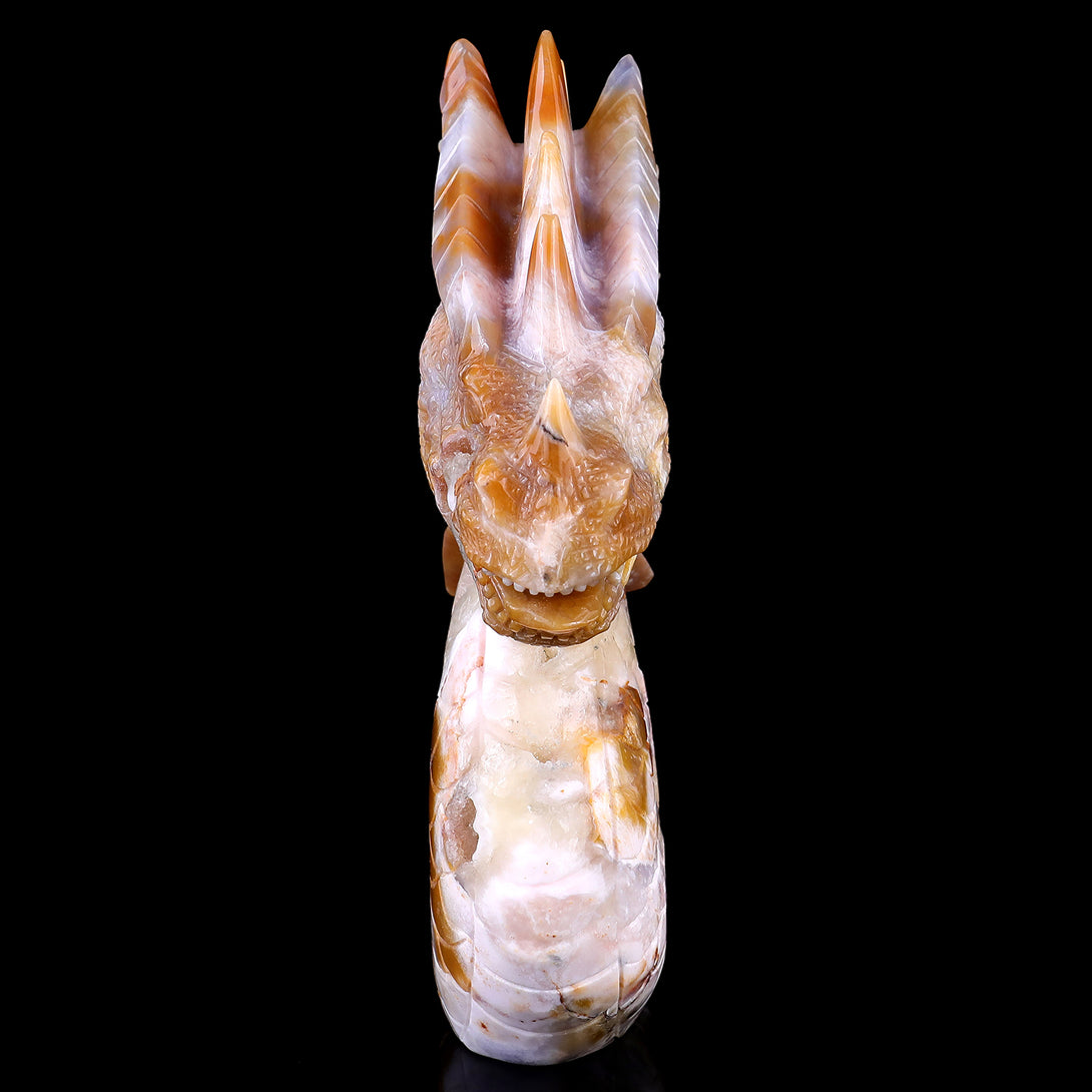 Amazing 9.8" Chalcedony Hand Carved Crystal Dragon Sculpture crysvibe