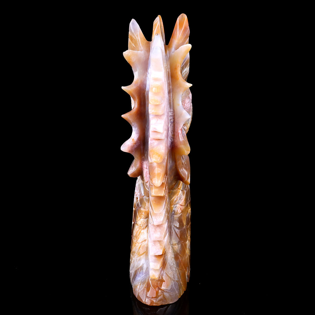 Amazing 9.8" Chalcedony Hand Carved Crystal Dragon Sculpture crysvibe