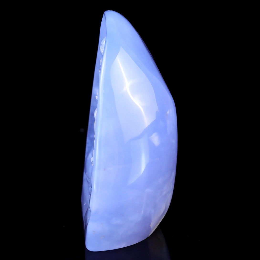 Amazing Gemstone 3.6" Blue Chalcedony Hand Carved Crystal Kwan-yin Sculpture crysvibe