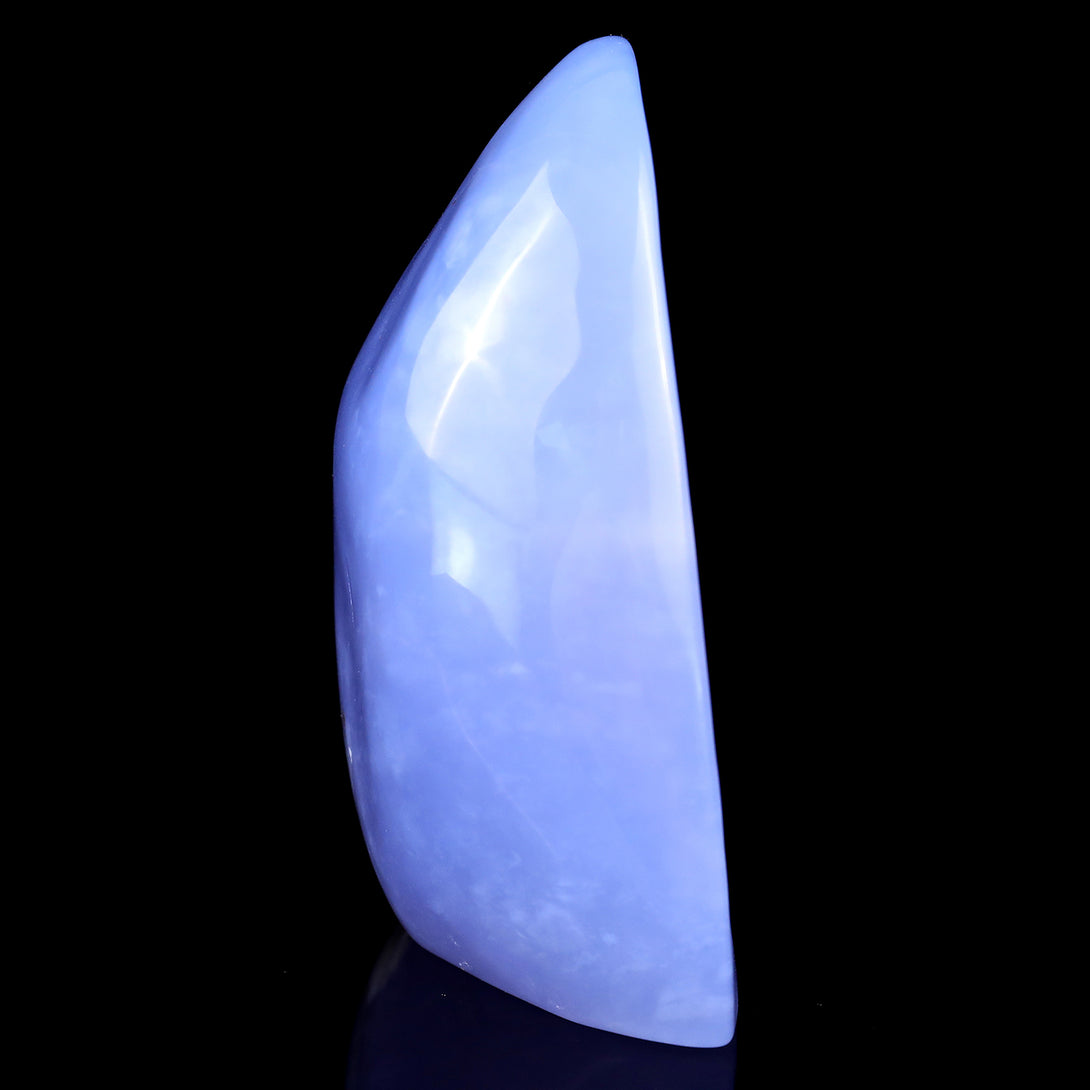 Amazing Gemstone 3.6" Blue Chalcedony Hand Carved Crystal Kwan-yin Sculpture crysvibe