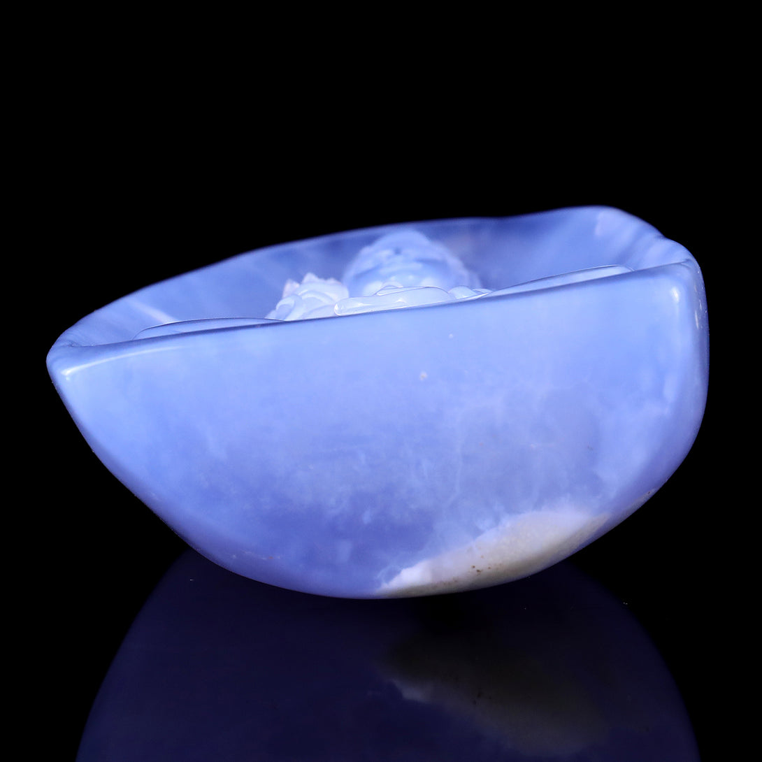 Amazing Gemstone 3.6" Blue Chalcedony Hand Carved Crystal Kwan-yin Sculpture crysvibe