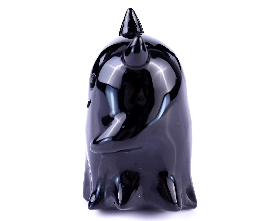 Cute 3.0" Black Obsidian Hand Carved Crystal Ghost Sculpture, Halloween Gift crysvibe