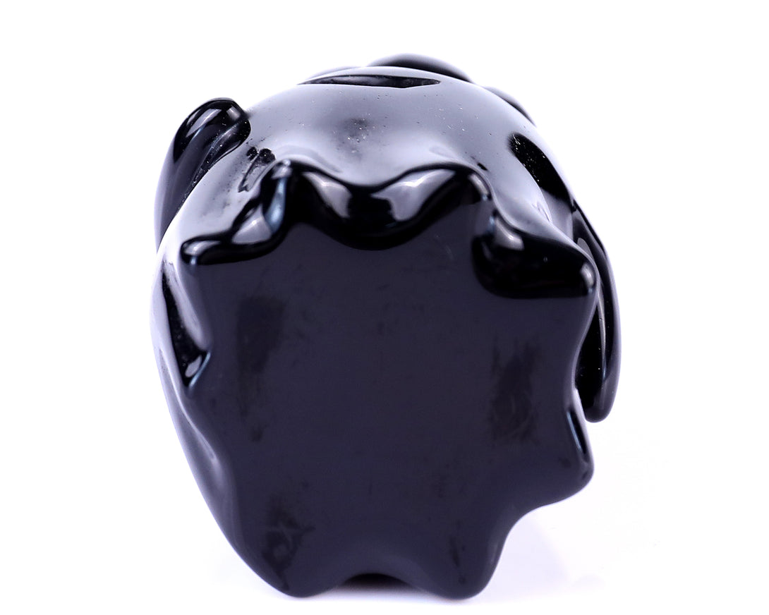 Cute 3.0" Black Obsidian Hand Carved Crystal Pumpkin Ghost Sculpture, Halloween Gift crysvibe