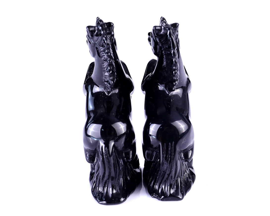 Natural Black Obsidian Hand Carved Crystal Horse Sculpture crysvibe