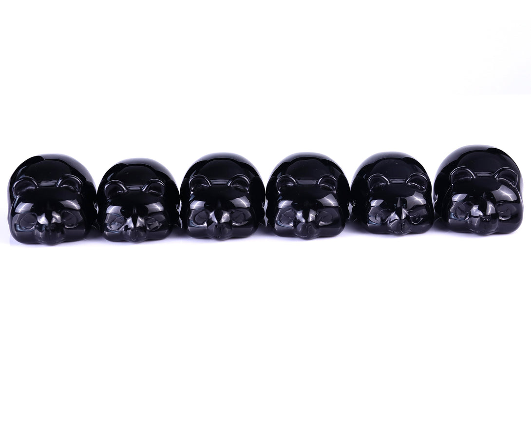 Natural Black Obsidian Hand Carved Crystal Panda Sculpture crysvibe