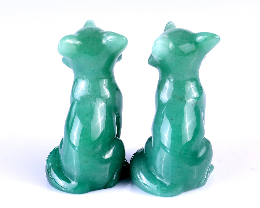 Natural Green Aventurine Hand Carved Crystal Fox Sculpture crysvibe