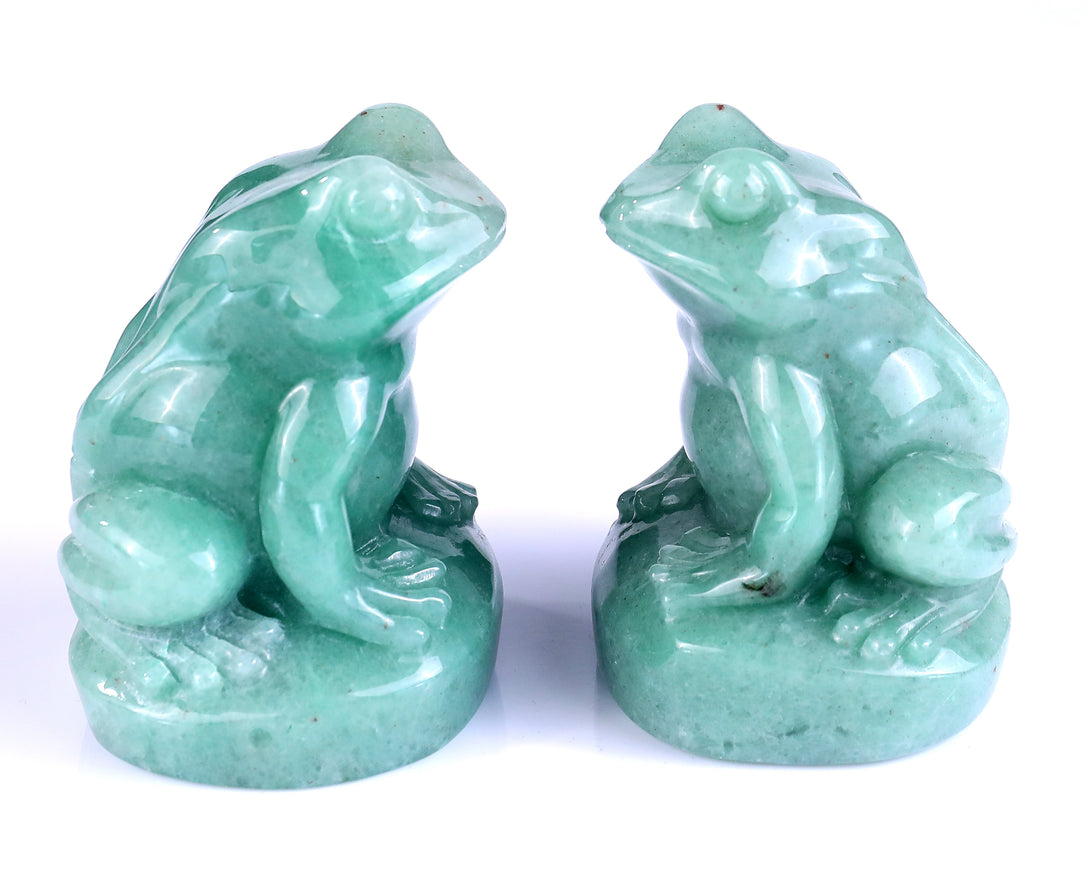 Natural Green Aventurine Hand Carved Crystal Frog Sculpture crysvibe