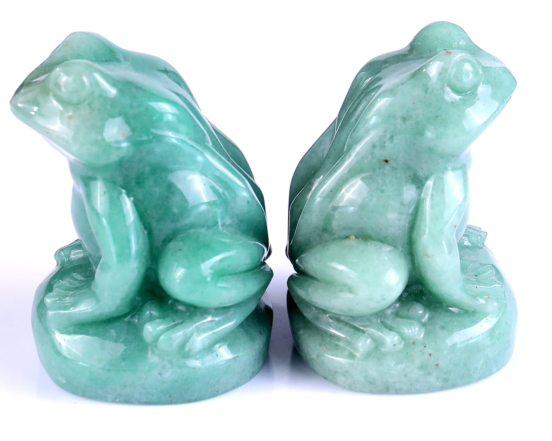 Natural Green Aventurine Hand Carved Crystal Frog Sculpture crysvibe