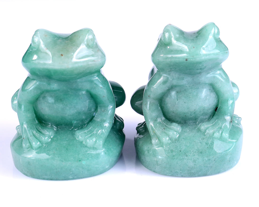 Natural Green Aventurine Hand Carved Crystal Frog Sculpture crysvibe