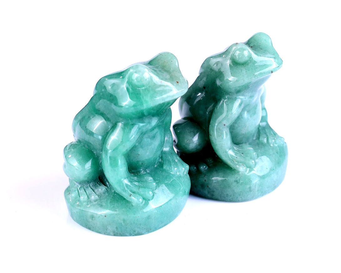 Natural Green Aventurine Hand Carved Crystal Frog Sculpture crysvibe