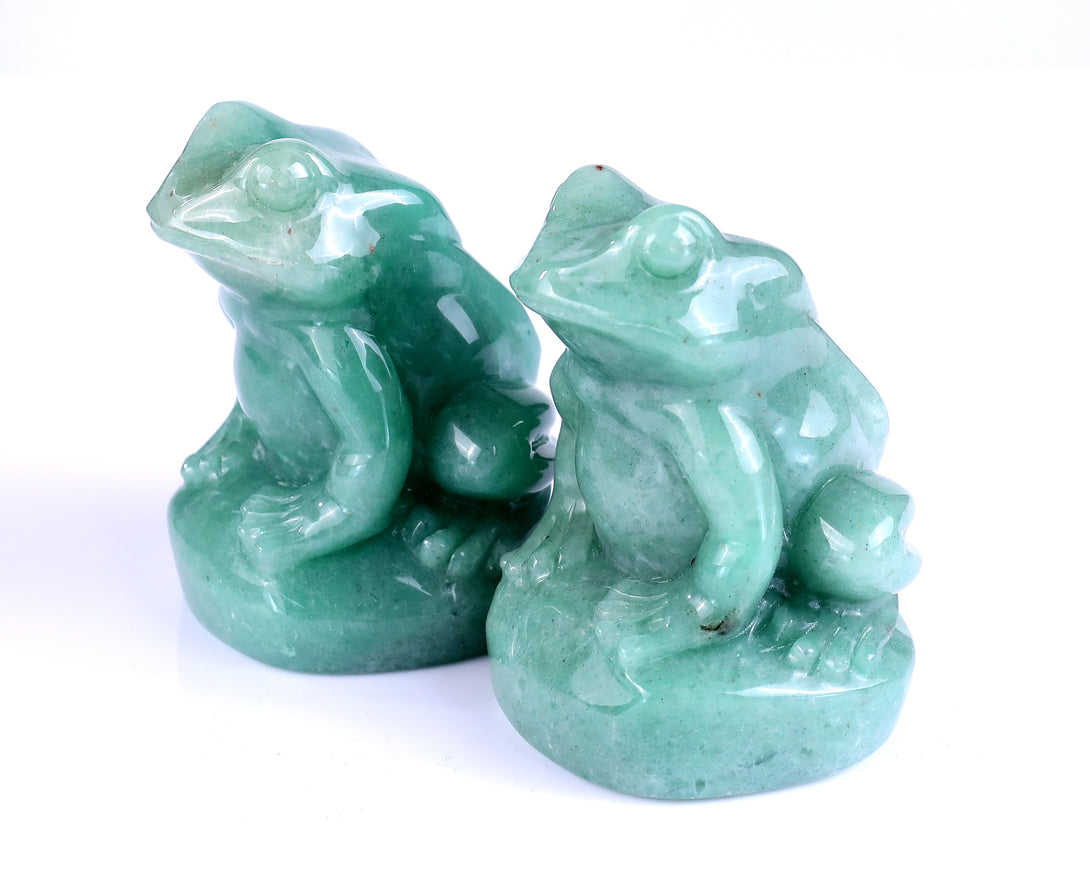 Natural Green Aventurine Hand Carved Crystal Frog Sculpture crysvibe