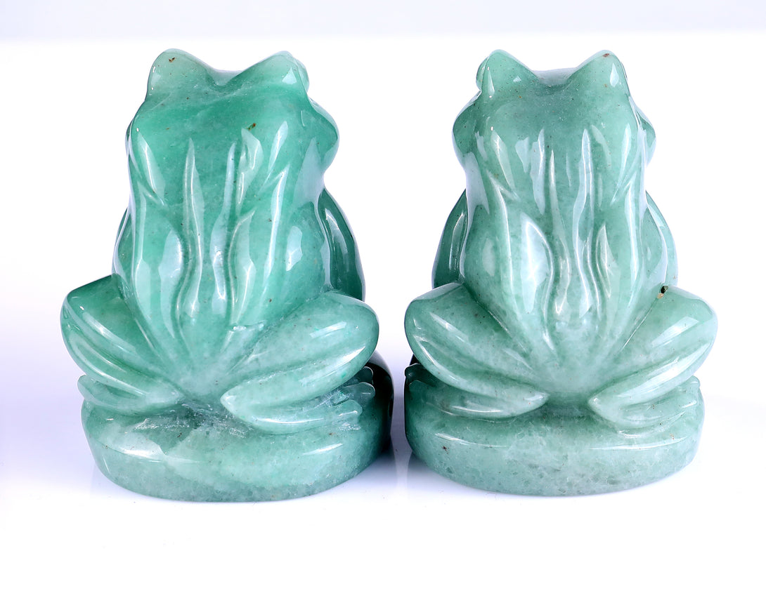 Natural Green Aventurine Hand Carved Crystal Frog Sculpture crysvibe