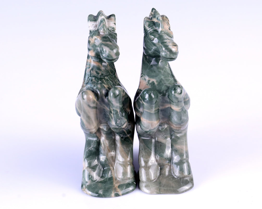 Natural Jiulong Jade Hand Carved Crystal Horse Sculpture crysvibe