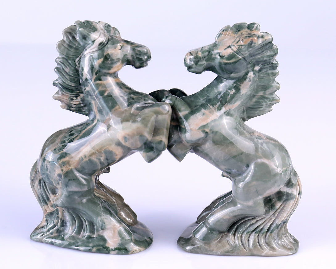 Natural Jiulong Jade Hand Carved Crystal Horse Sculpture crysvibe