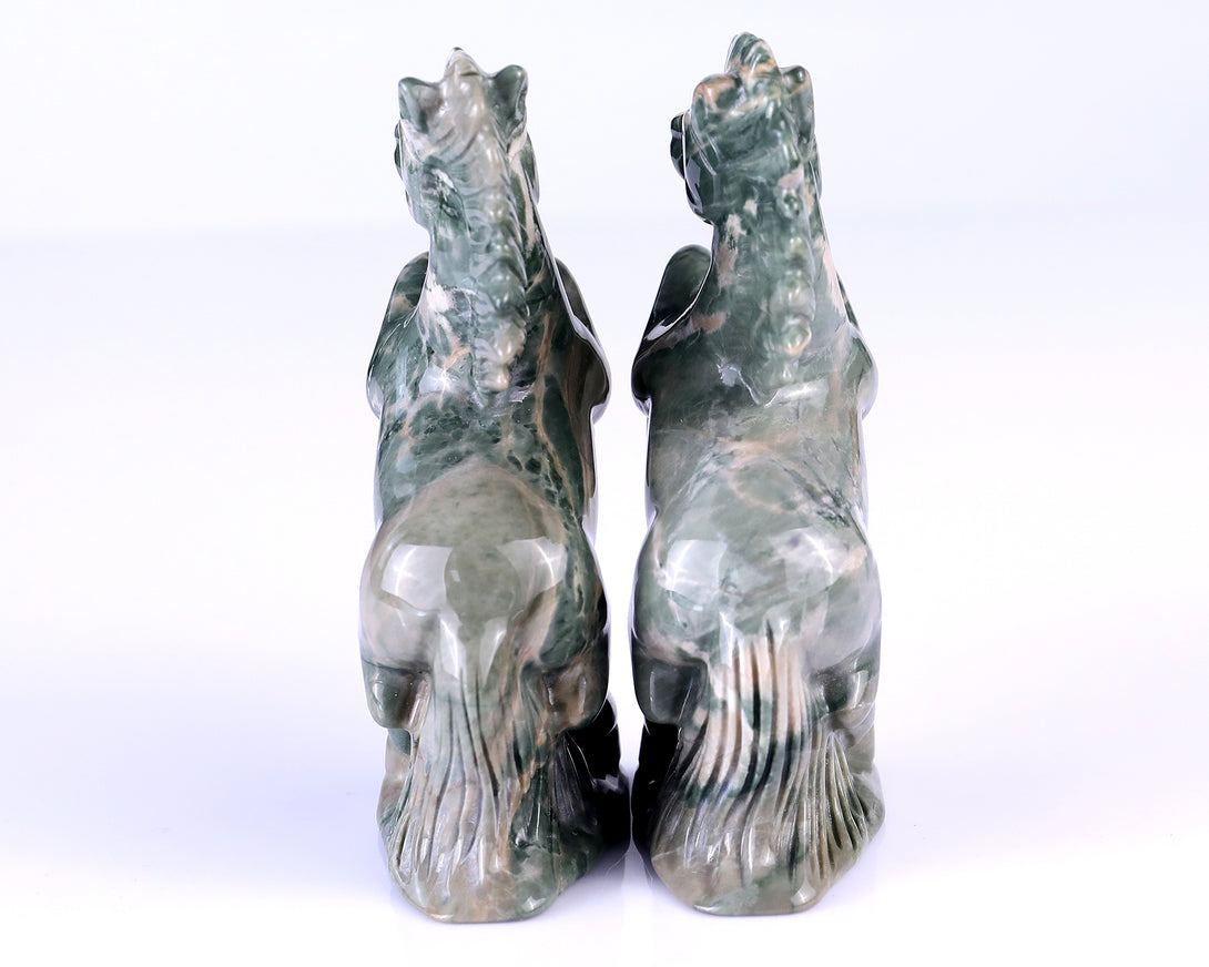 Natural Jiulong Jade Hand Carved Crystal Horse Sculpture crysvibe