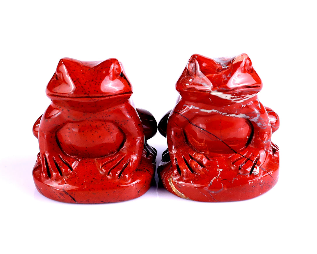 Natural Red Jasper Hand Carved Crystal Frog Sculpture crysvibe