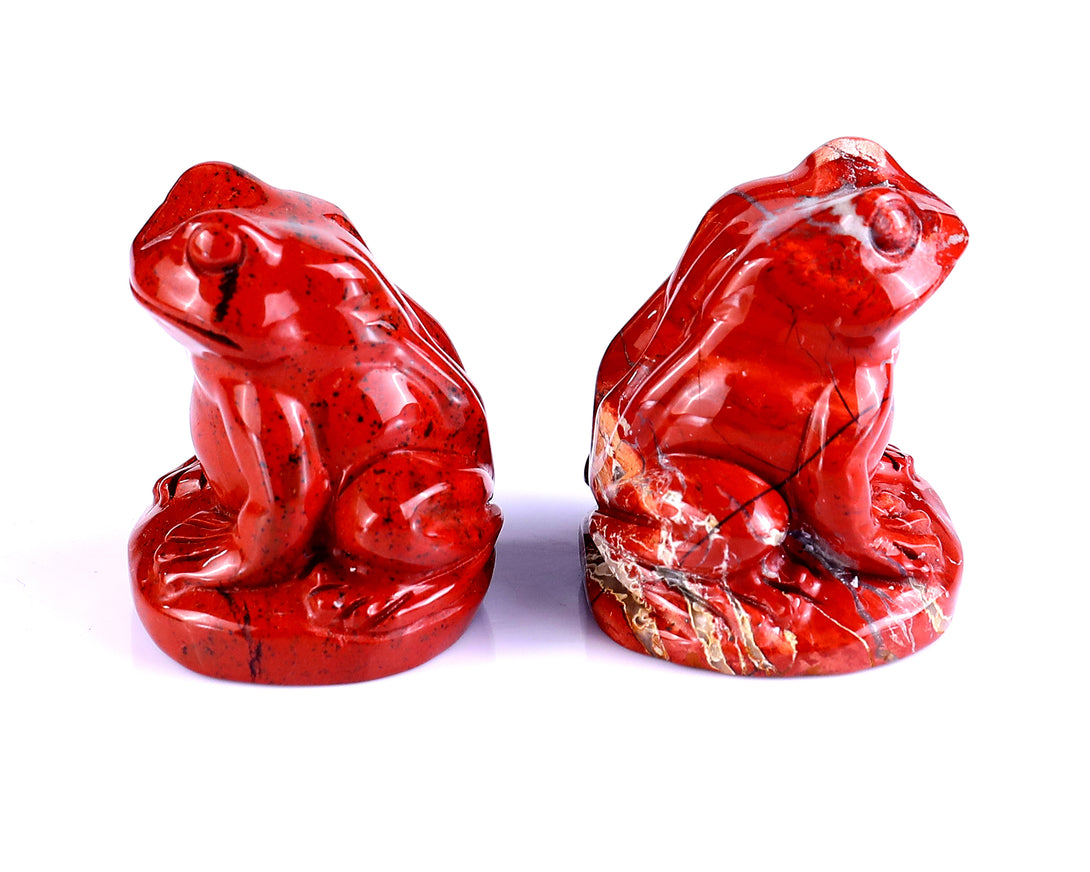 Natural Red Jasper Hand Carved Crystal Frog Sculpture crysvibe