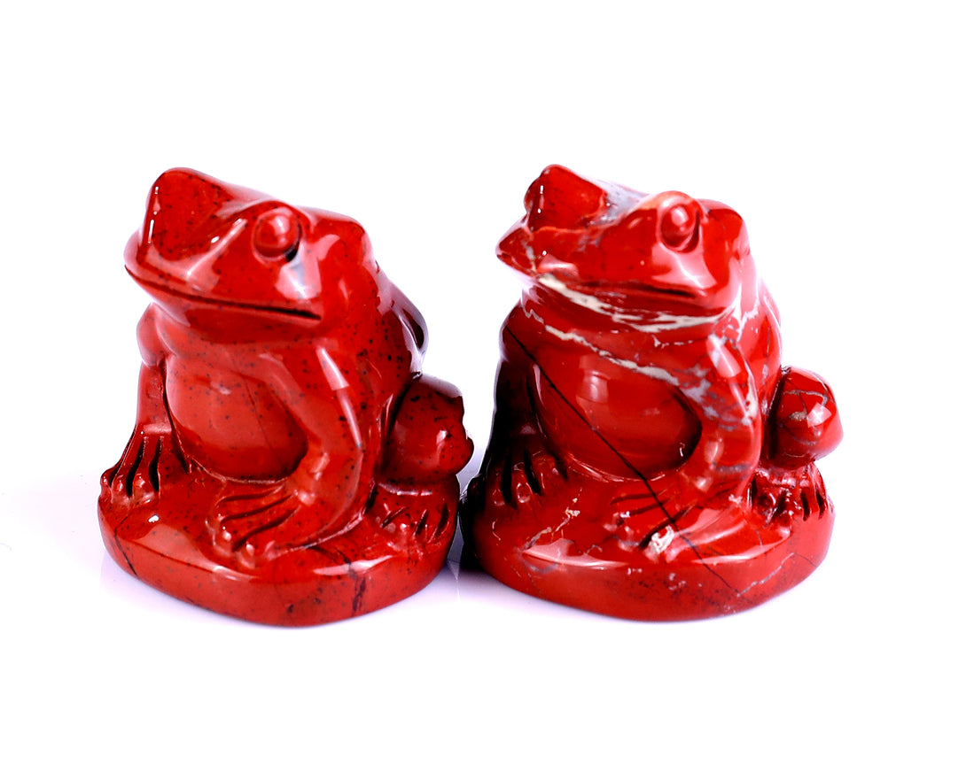 Natural Red Jasper Hand Carved Crystal Frog Sculpture crysvibe