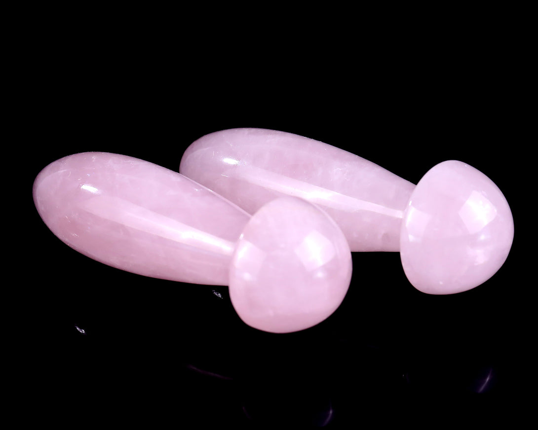 Natural Rose Quartz Hand Carved Crystal Massage Tool crysvibe