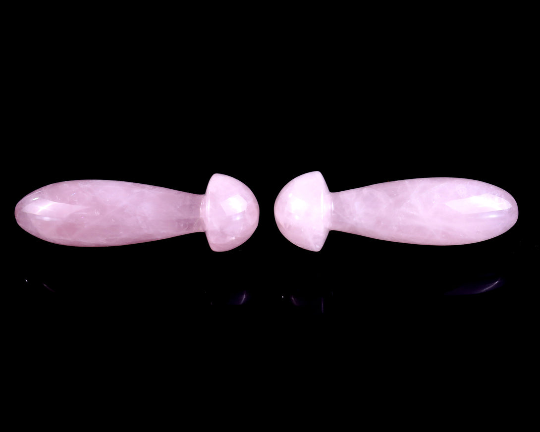 Natural Rose Quartz Hand Carved Crystal Massage Tool crysvibe