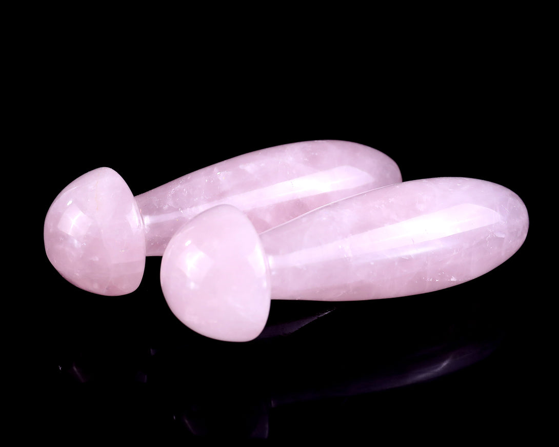 Natural Rose Quartz Hand Carved Crystal Massage Tool crysvibe