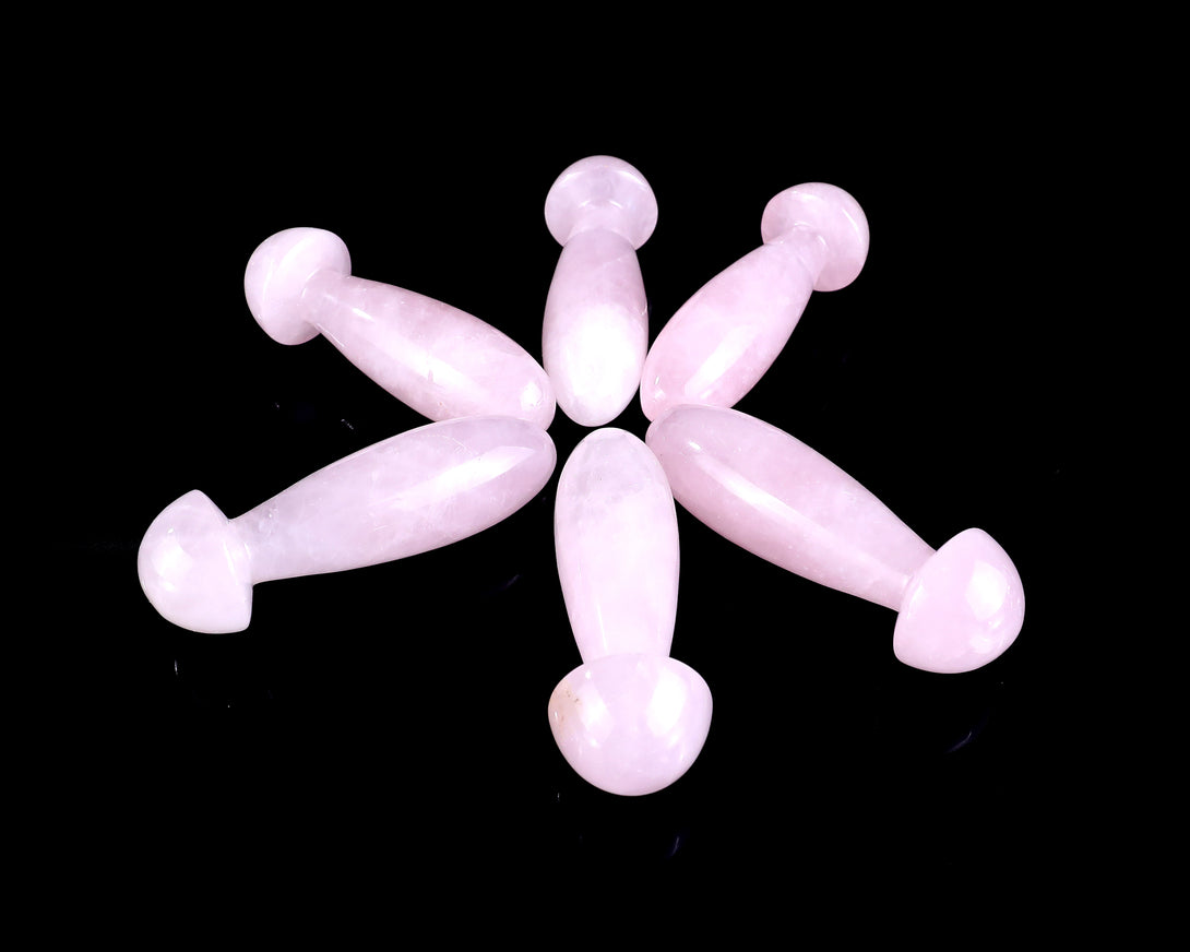 Natural Rose Quartz Hand Carved Crystal Massage Tool crysvibe