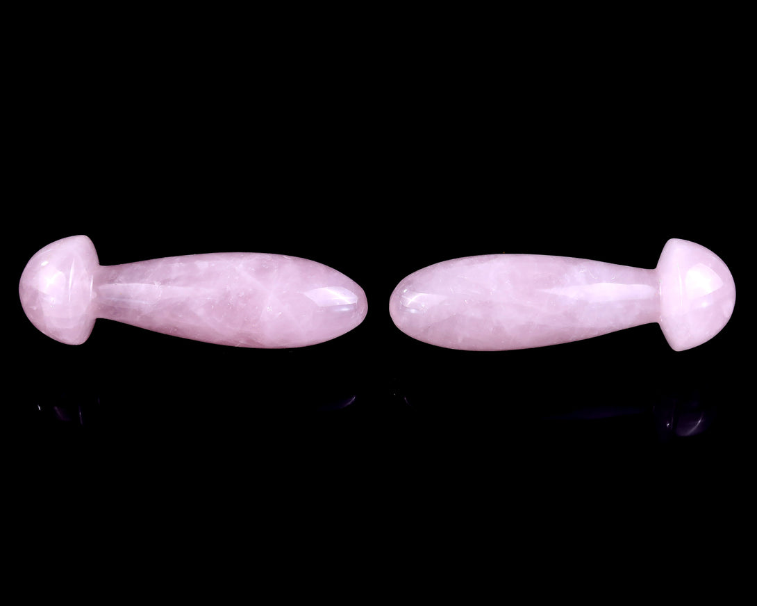 Natural Rose Quartz Hand Carved Crystal Massage Tool crysvibe