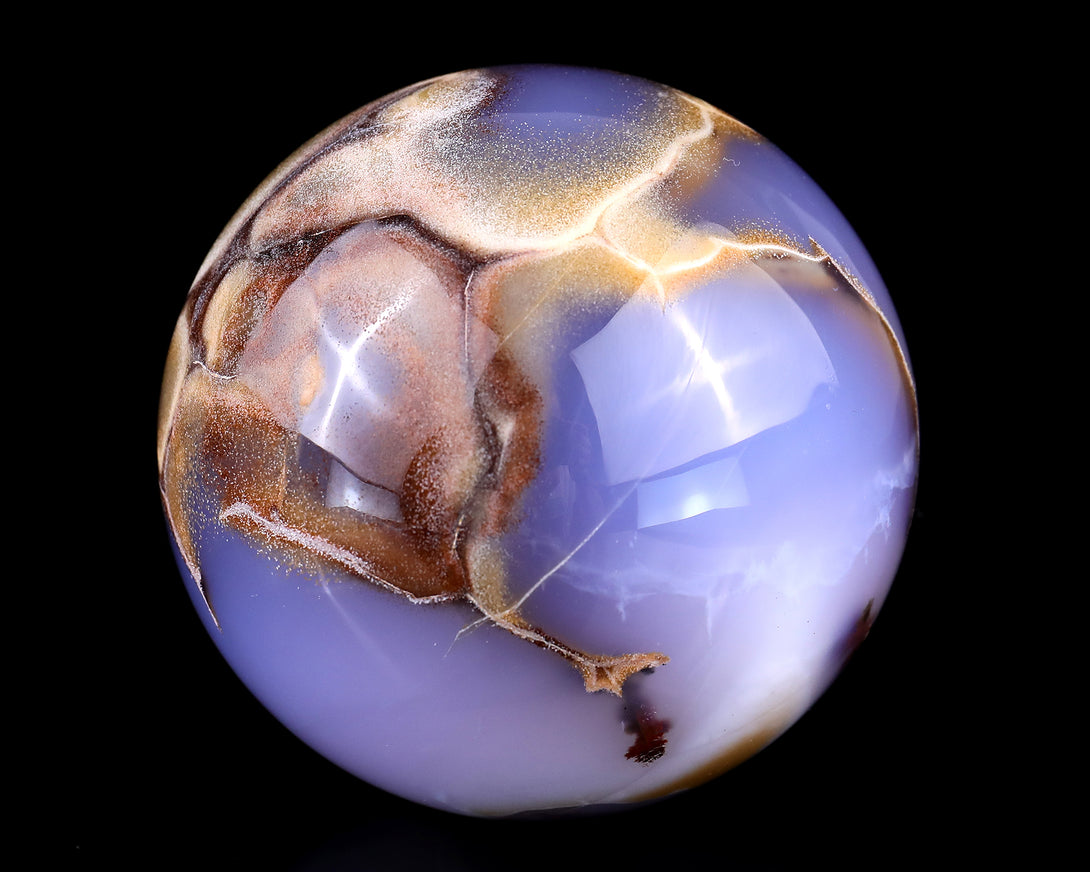 Nice 85mm Blue Chalcedony Hand Carved Crystal Sphere crysvibe