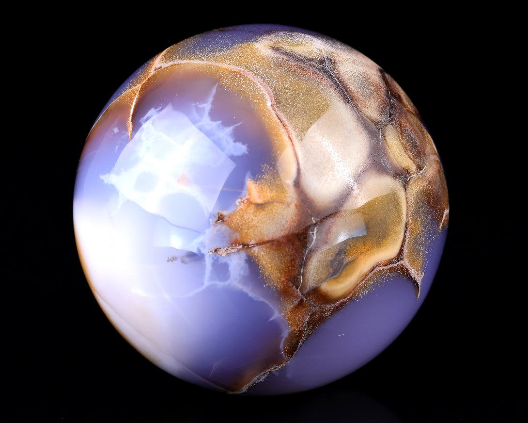 Nice 85mm Blue Chalcedony Hand Carved Crystal Sphere crysvibe