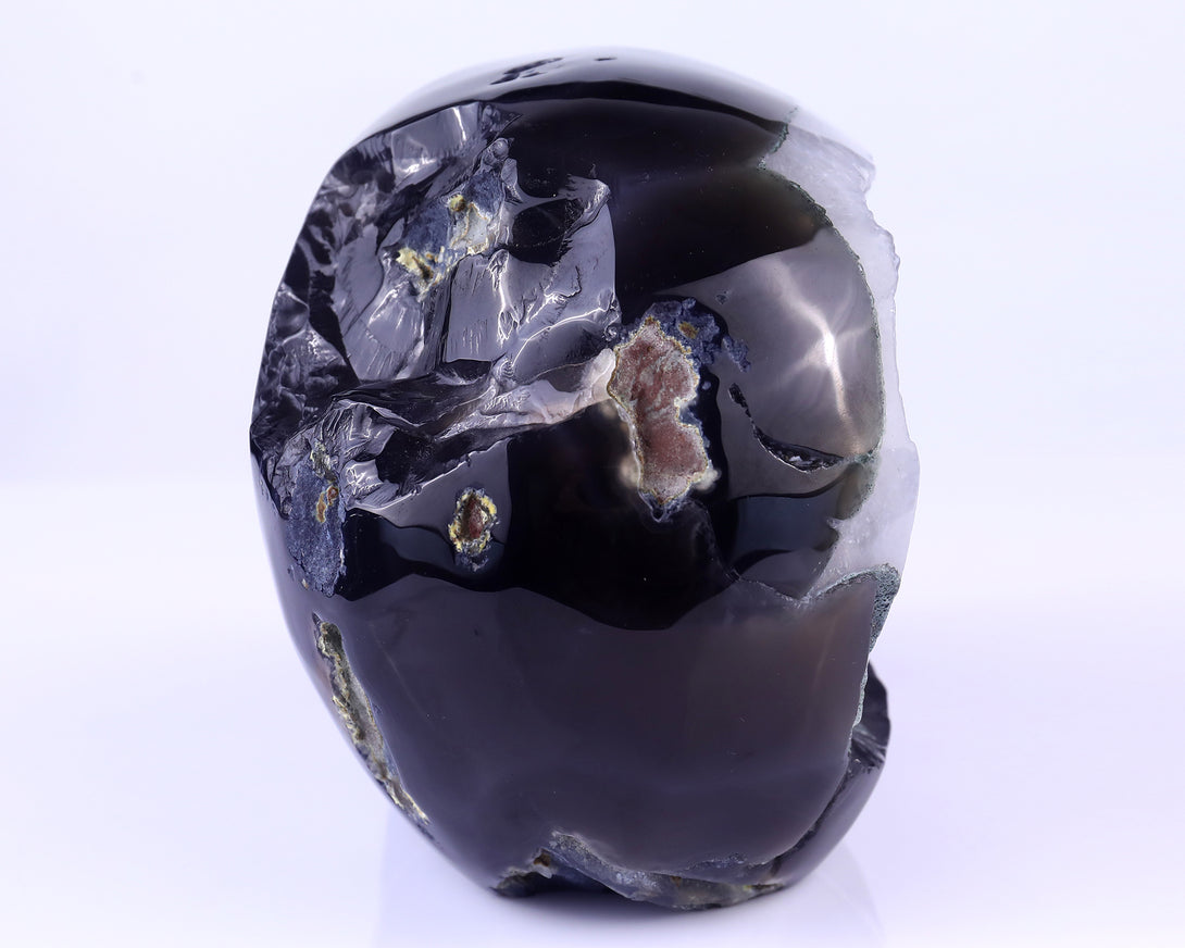 Unique 7.9" Geode Agate Hand Carved Crystal Geode Skull Sculpture crysvibe